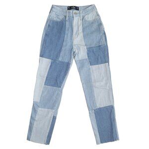 Hollister Vintage Patchwork Women's Jeans W23 L27 size 00r Light Dark Blue Denim